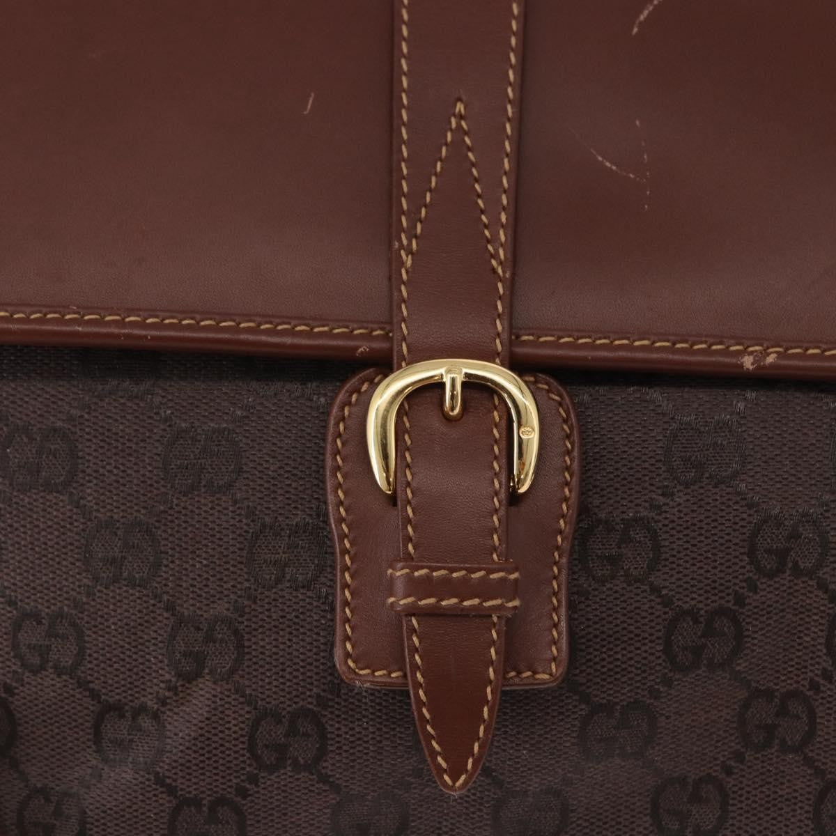 Gucci Flap Shoulder Bag Gg Canvas & Leather Brown Canvas Crossbody Bag Bag (Pre-Owned)