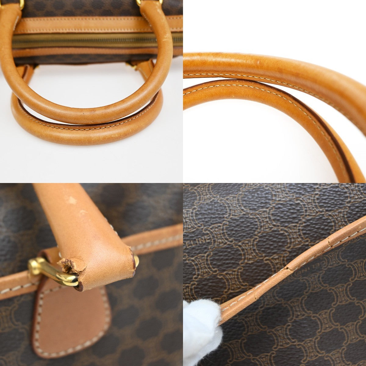 Celine Boston Triomphe Xl Coated Canvas Brown Canvas Handbag (Pre-Owned)