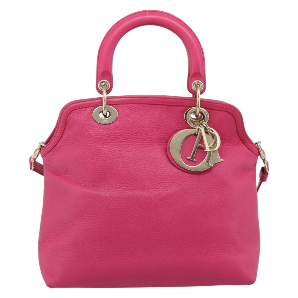 Christian Dior Granville Satchel Leather Pink Leather Handbag (Pre-Owned)