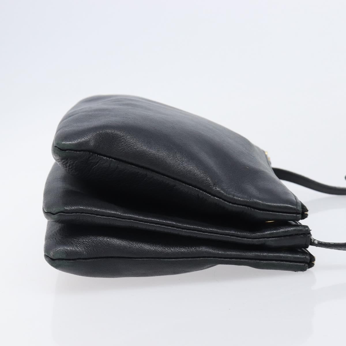 Celine Trio Leather Black Leather Crossbody Bag Bag (Pre-Owned)