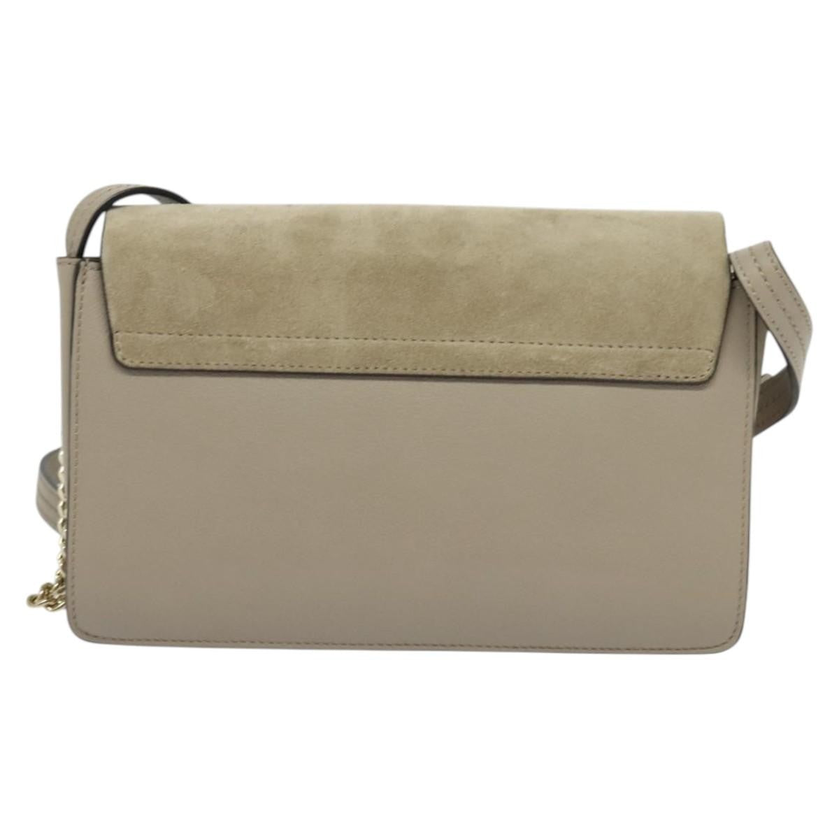Chloe Faye Leather And Suede Gray Leather Shoulder Bag Bag (Pre-Owned)