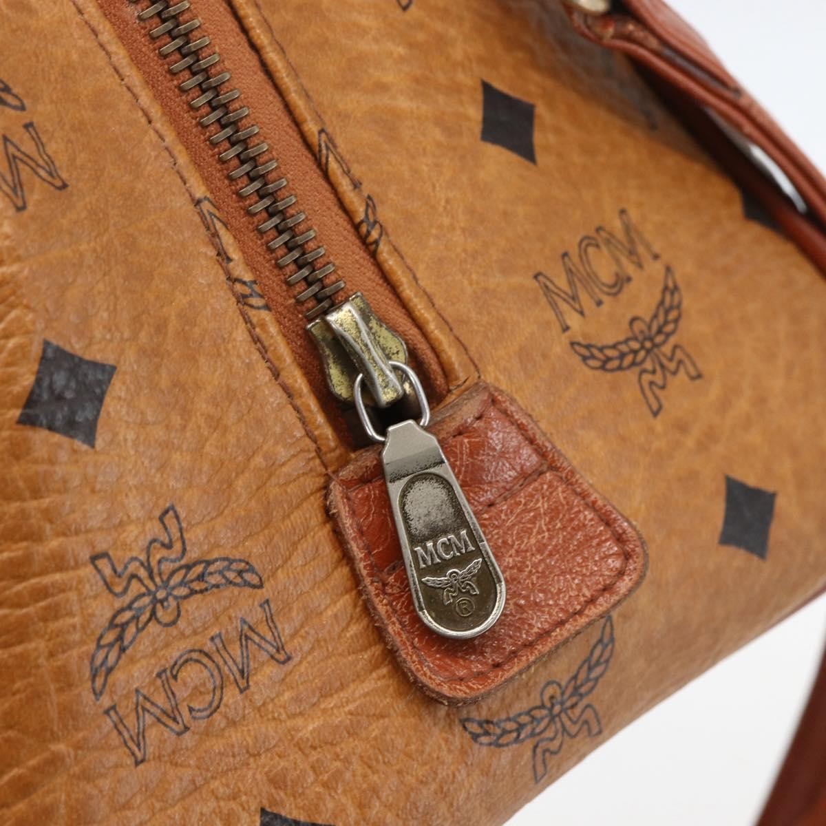 MCM Visetos Logogramme Leather Brown Leather Handbag (Pre-Owned)