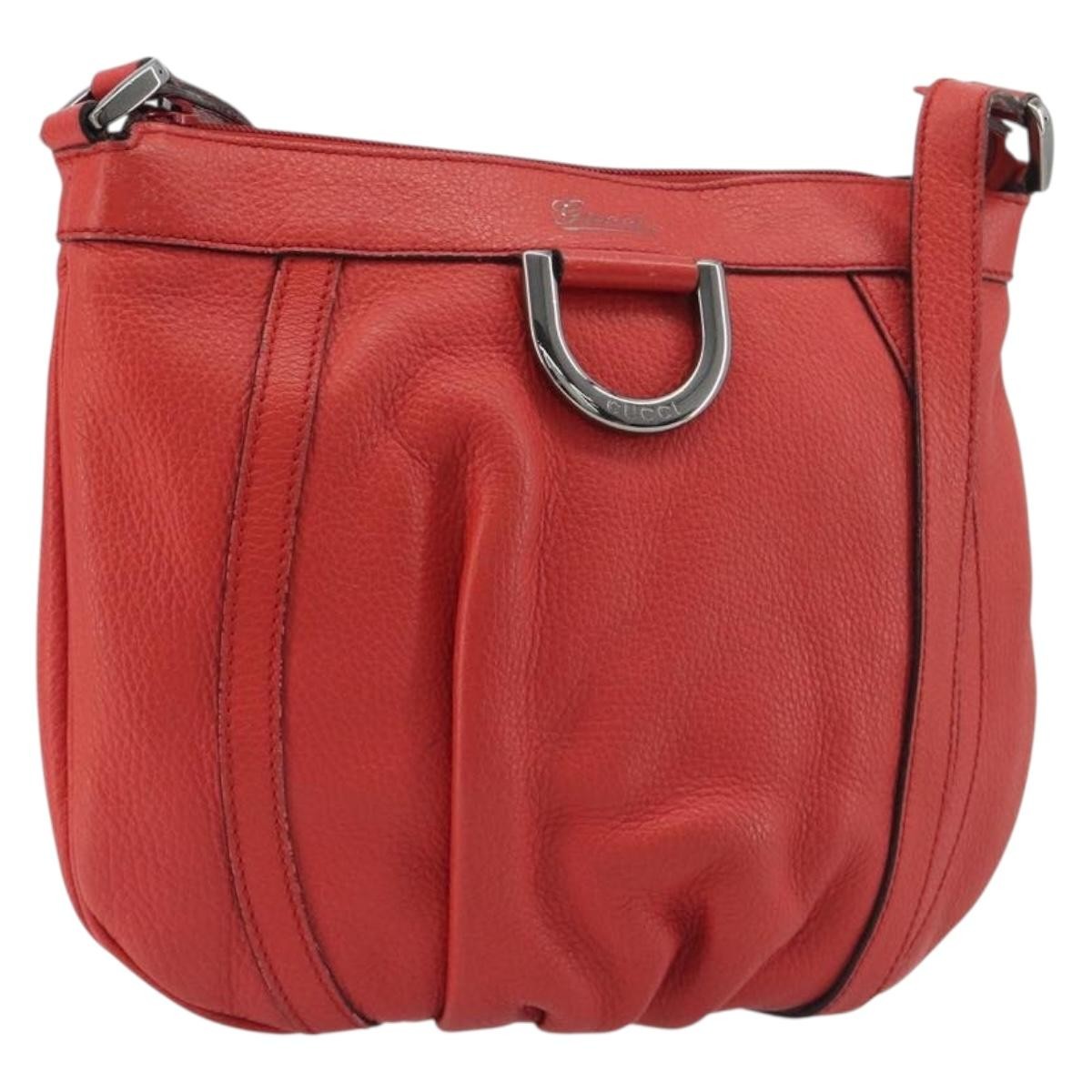 Gucci Abbey Leather Red Leather Shoulder Bag Bag (Pre-Owned)
