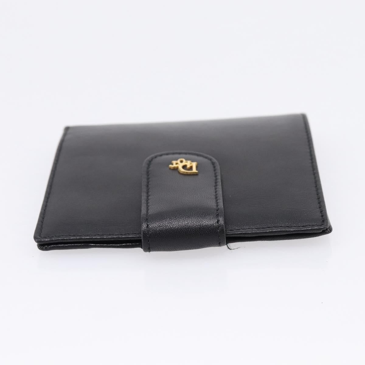 Christian Dior Bifold Card Holder Leather Black Leather Card Holders Accessory (Pre-Owned)