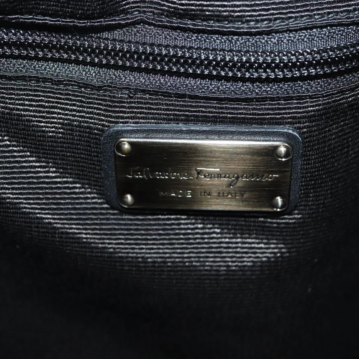 Salvatore Ferragamo Vala Patent Leather Black Patent_Leather Handbag (Pre-Owned)