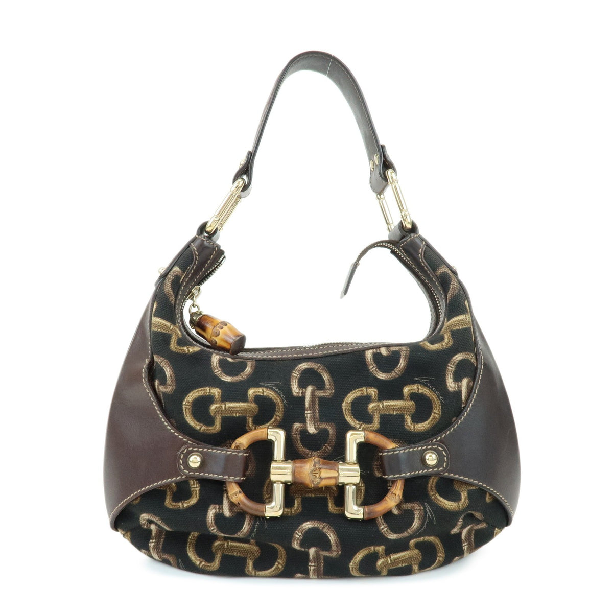 Gucci Horsebit Gg Canvas And Leather Brown Canvas Tote Bag Bag (Pre-Owned)