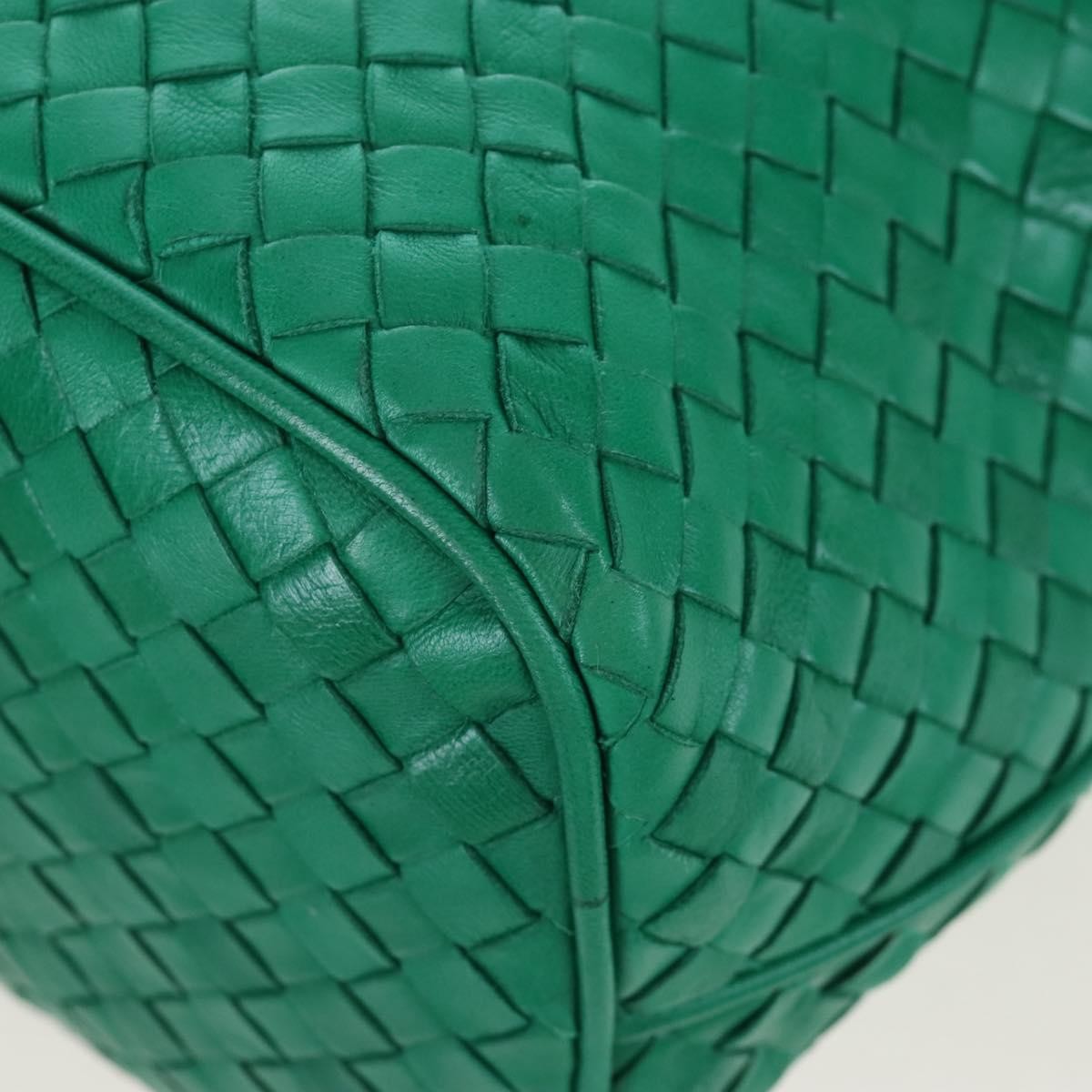 Bottega Veneta Intrecciato Shoulder Leather Green Leather Shoulder Bag Bag (Pre-Owned)