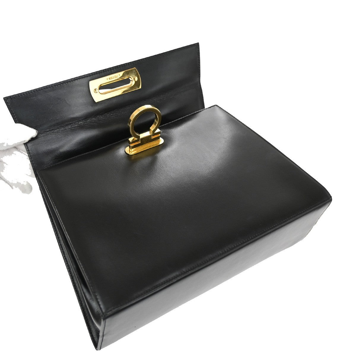 Salvatore Ferragamo Convertible Top Handle Leather Black Leather Handbag (Pre-Owned)