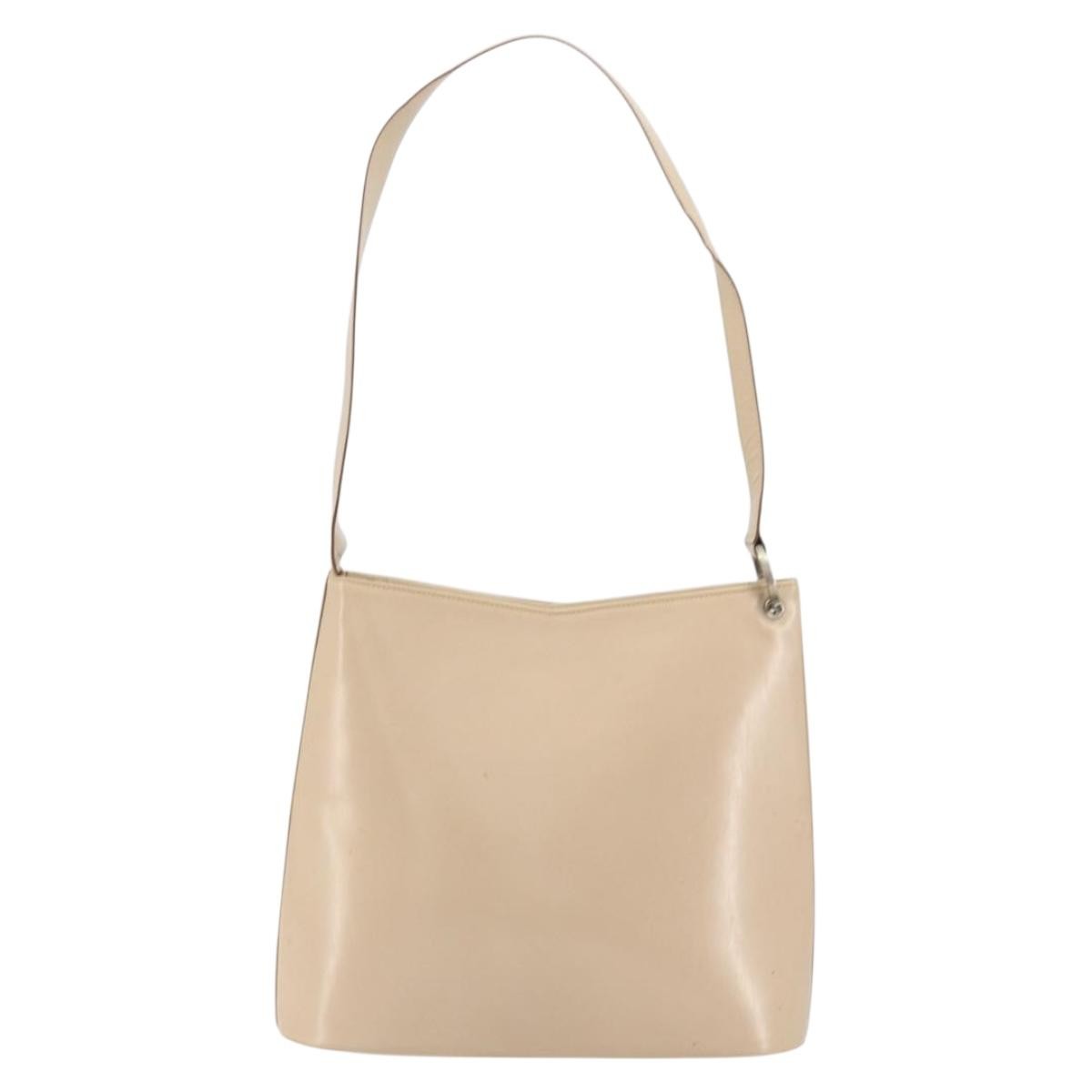 Salvatore Ferragamo Gancini Leather Beige Leather Shoulder Bag Bag (Pre-Owned)