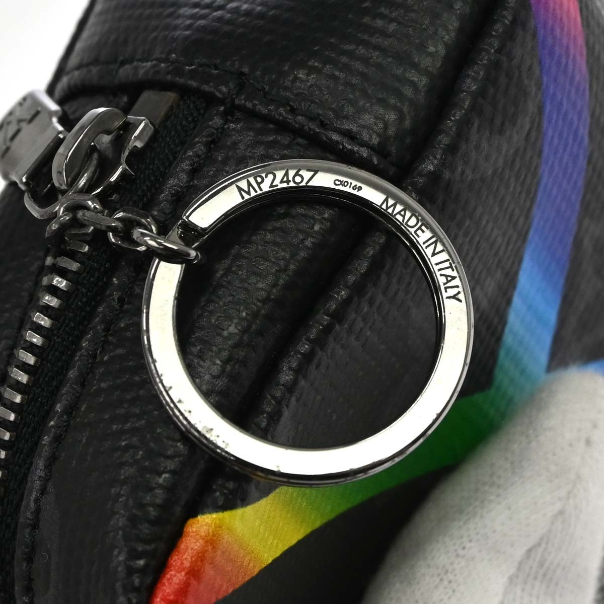 Louis Vuitton Box Pouch Bag Charm And Belt Charm Rainbow Monogram Eclipse Canvas Black Leather Charms And Keychains Accessory (Pre-Owned)