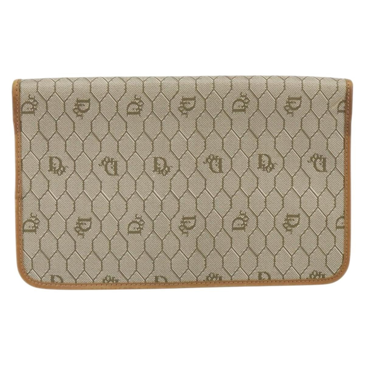 Christian Dior Vintage Honeycomb Clutch Canvas Beige Canvas Clutche & Pouche Bag (Pre-Owned)