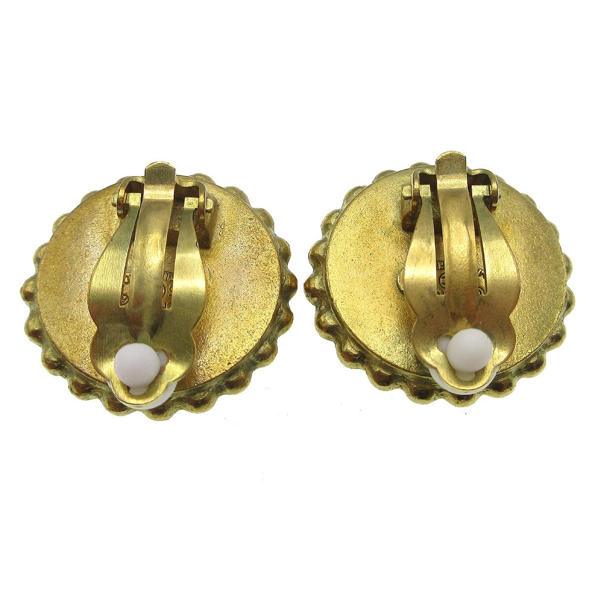 Chanel Cc Round Metal Black Gold_Plated Earrings Jewelry (Pre-Owned)