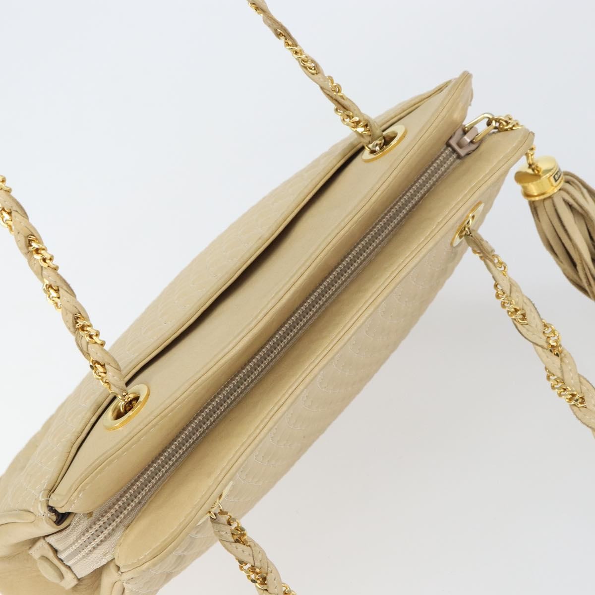Bally Vintage Chain Quilted Leather Beige Leather Shoulder Bag Bag (Pre-Owned)