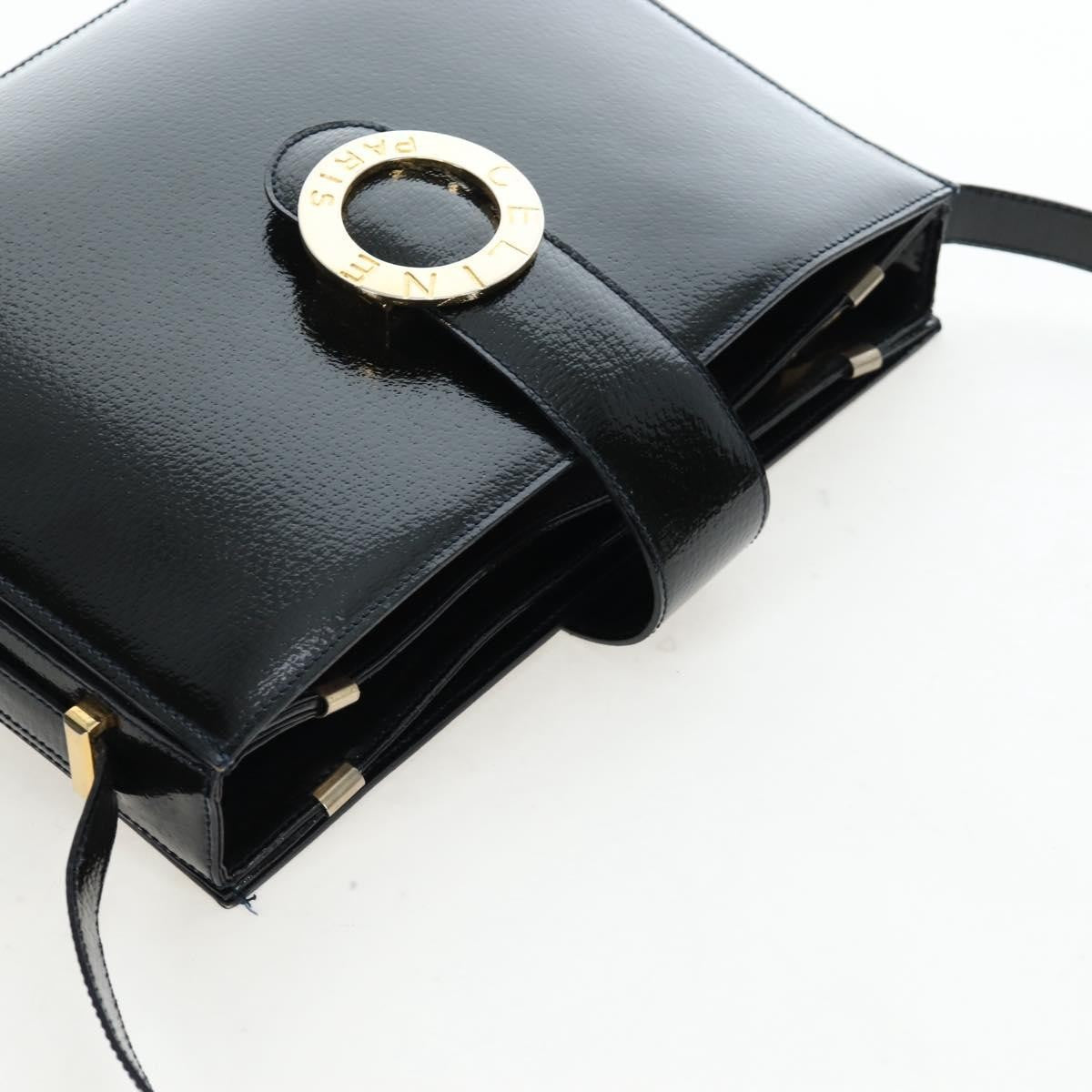 Celine Vintage Logo Ring Shoulder Bag Patent Leather Green Patent_Leather Shoulder Bag Bag (Pre-Owned)