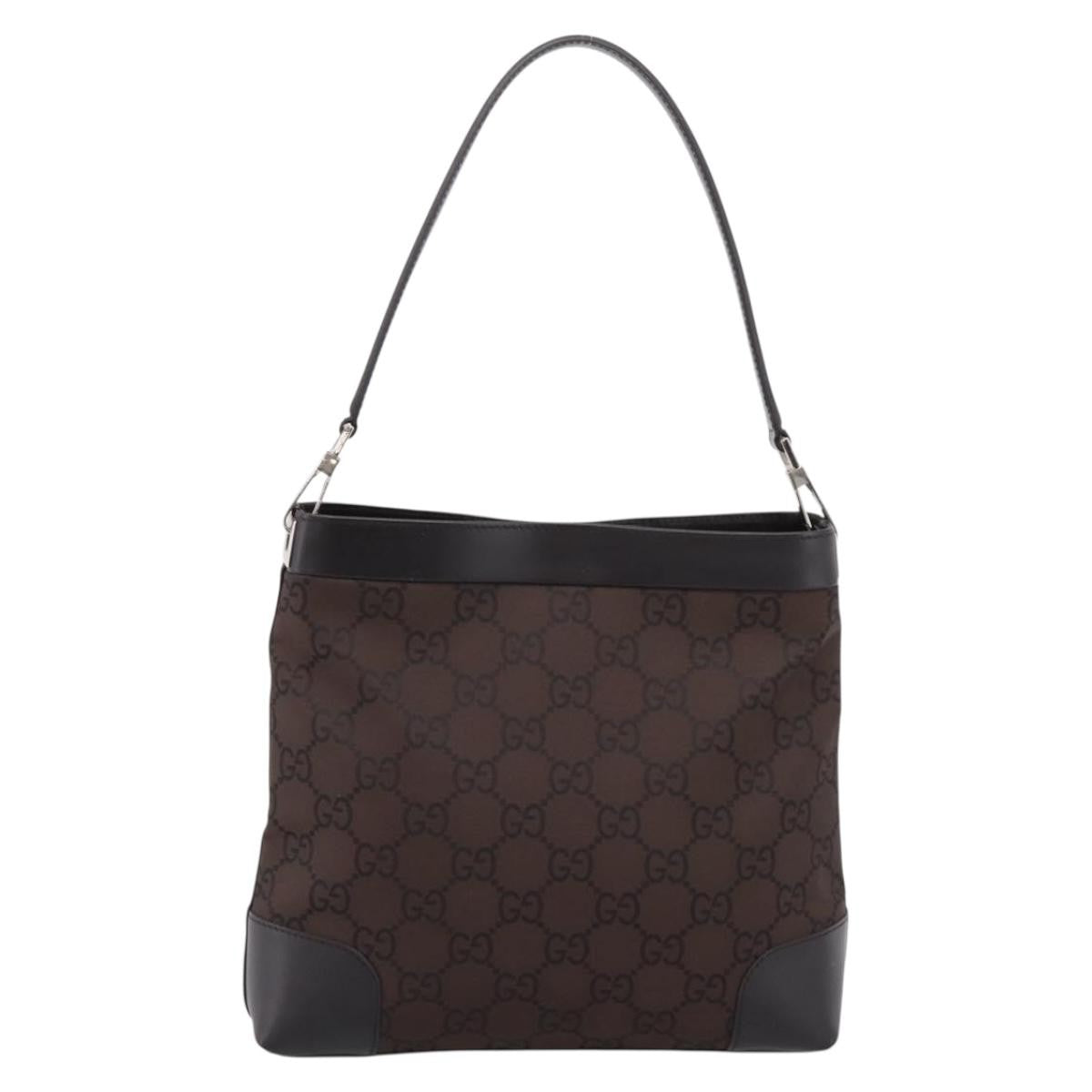 Gucci Vintage Clasp Handle Hobo (Outlet) Gg Canvas Brown Canvas Shoulder Bag Bag (Pre-Owned)