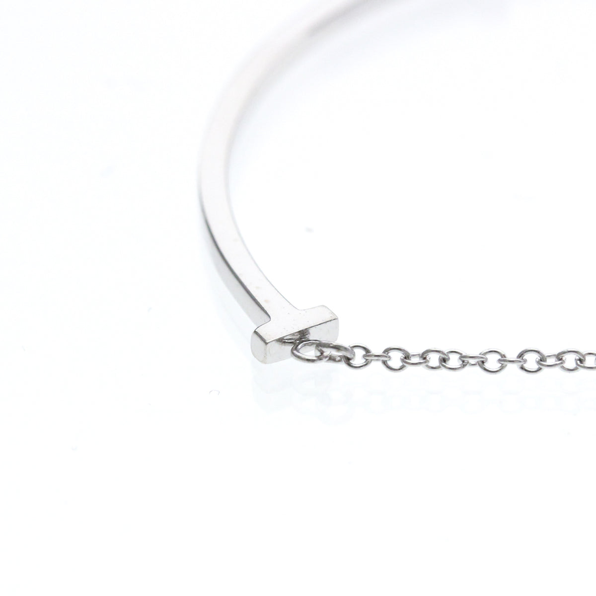 Tiffany & Co. T Smile Pendant 18K White Gold Silver White_Gold Necklace Jewelry (Pre-Owned)