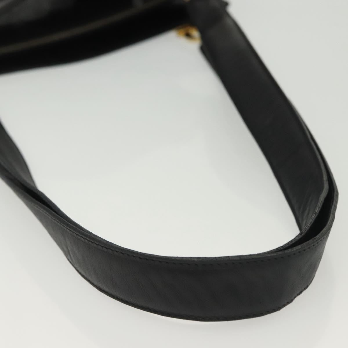 Salvatore Ferragamo Gancini Leather Black Leather Shoulder Bag Bag (Pre-Owned)