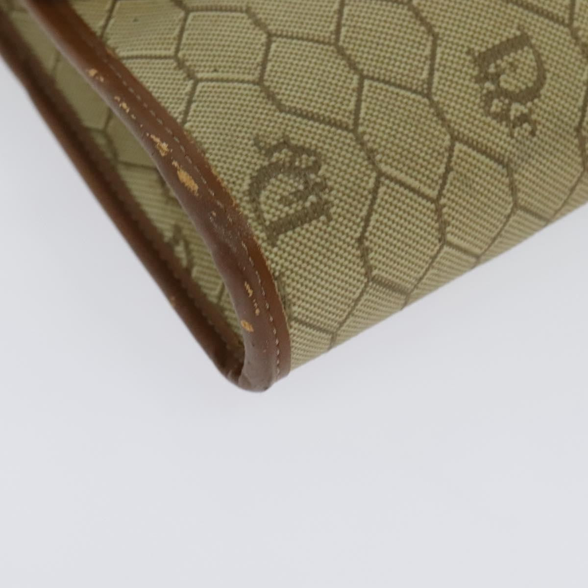 Christian Dior Vintage Honeycomb Chain Canvas Beige Canvas Bag (Pre-Owned)