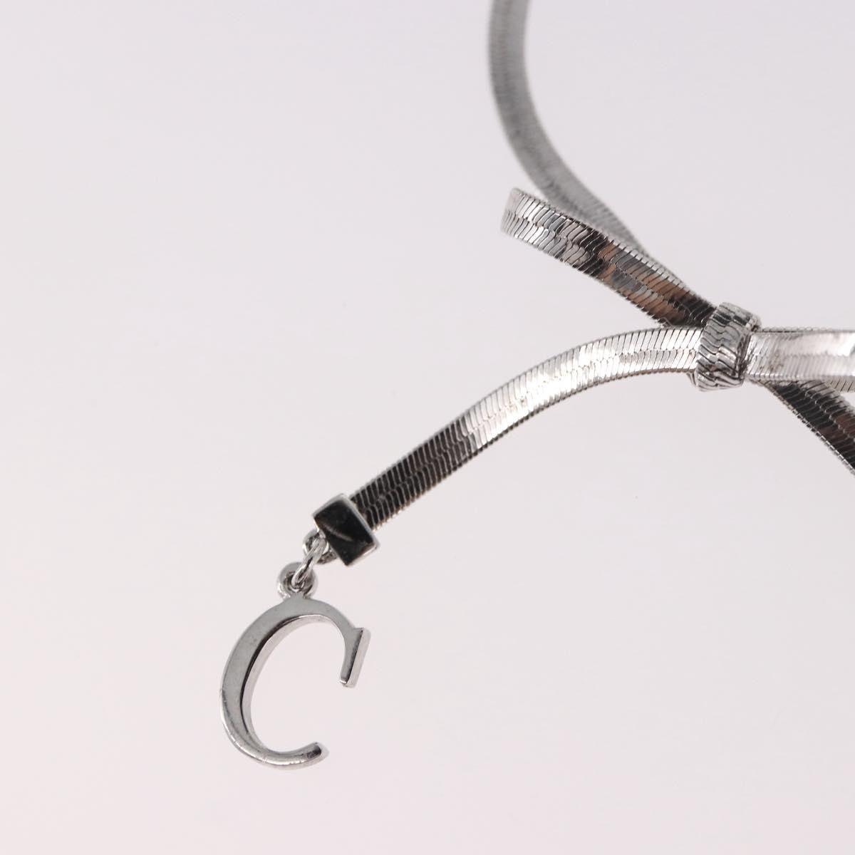 Christian Dior Vintage Ribbon Bow Snake Chain Metal Silver Metal Bracelet Jewelry (Pre-Owned)