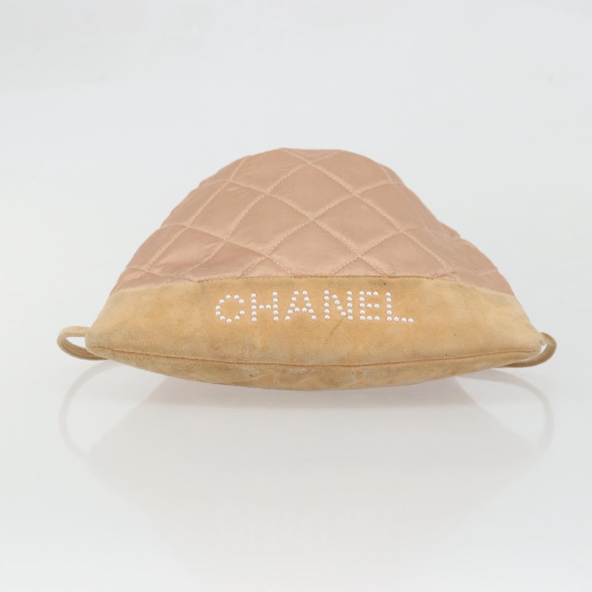 Chanel Vintage Drawstring Quilted Satin With Suede Pink Satin Backpack Bag (Pre-Owned)