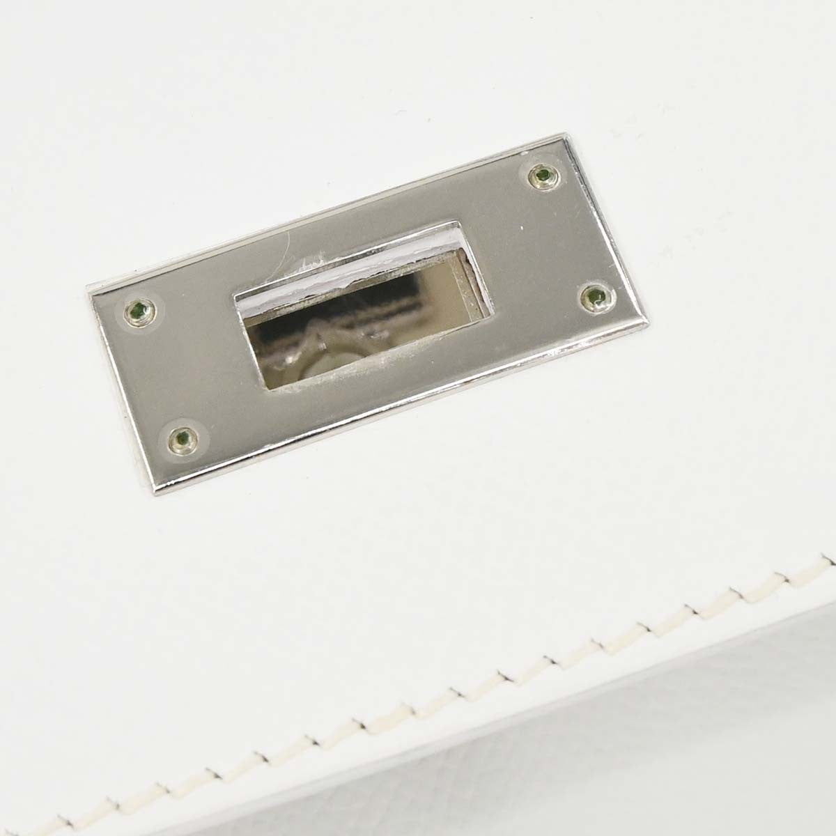 Hermes Kelly White Epsom With Palladium Hardware White Leather Handbag (Pre-Owned)