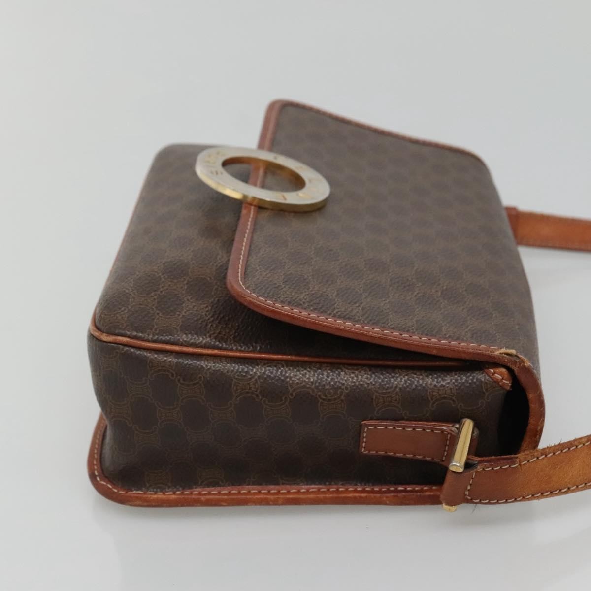 Celine Vintage Macadam Canvas And Leather Brown Canvas Shoulder Bag Bag (Pre-Owned)