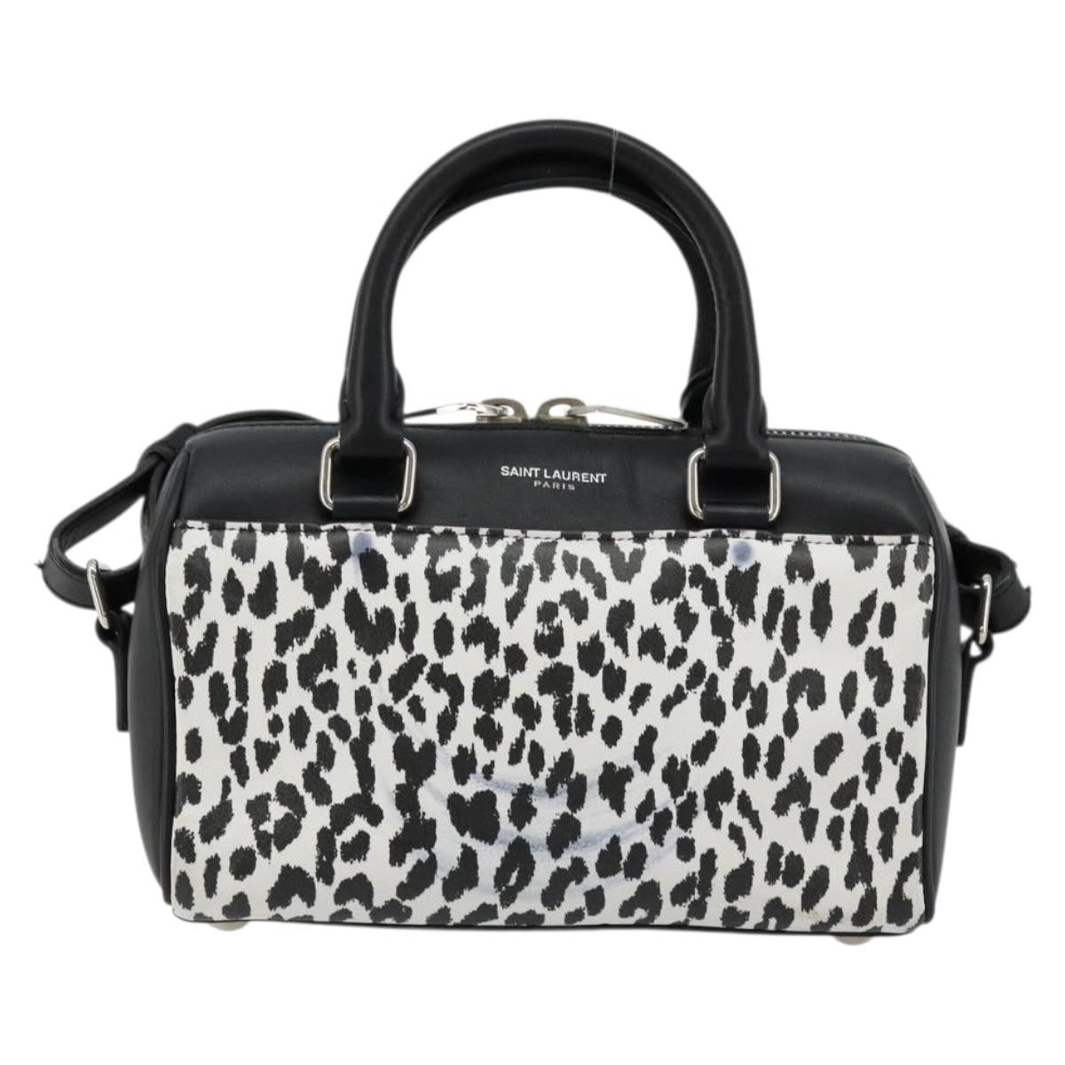 Saint Laurent Classic Baby Duffle Printed Leather Black Leather Handbag (Pre-Owned)