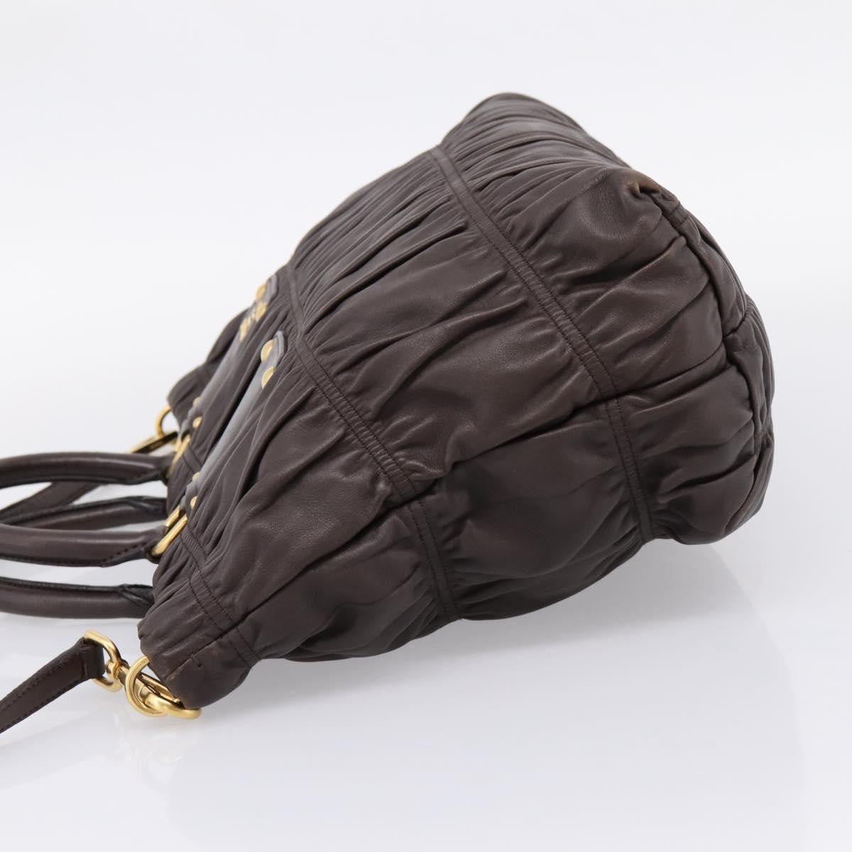 Prada Gaufre Nappa Leather Brown Leather Tote Bag Bag (Pre-Owned)