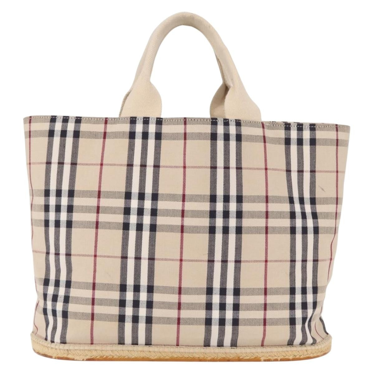 Burberry Nova Check Tote Canvas Check Pattern Beige Canvas Tote Bag Bag (Pre-Owned)