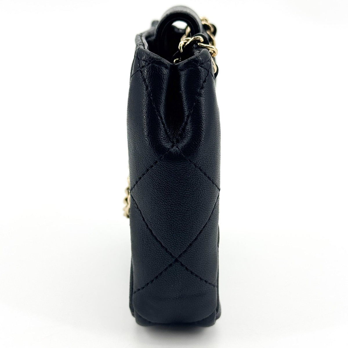 Chanel Cc Square Clutch With Chain Quilted Lambskin Black Leather Clutche & Pouche Bag (Pre-Owned)