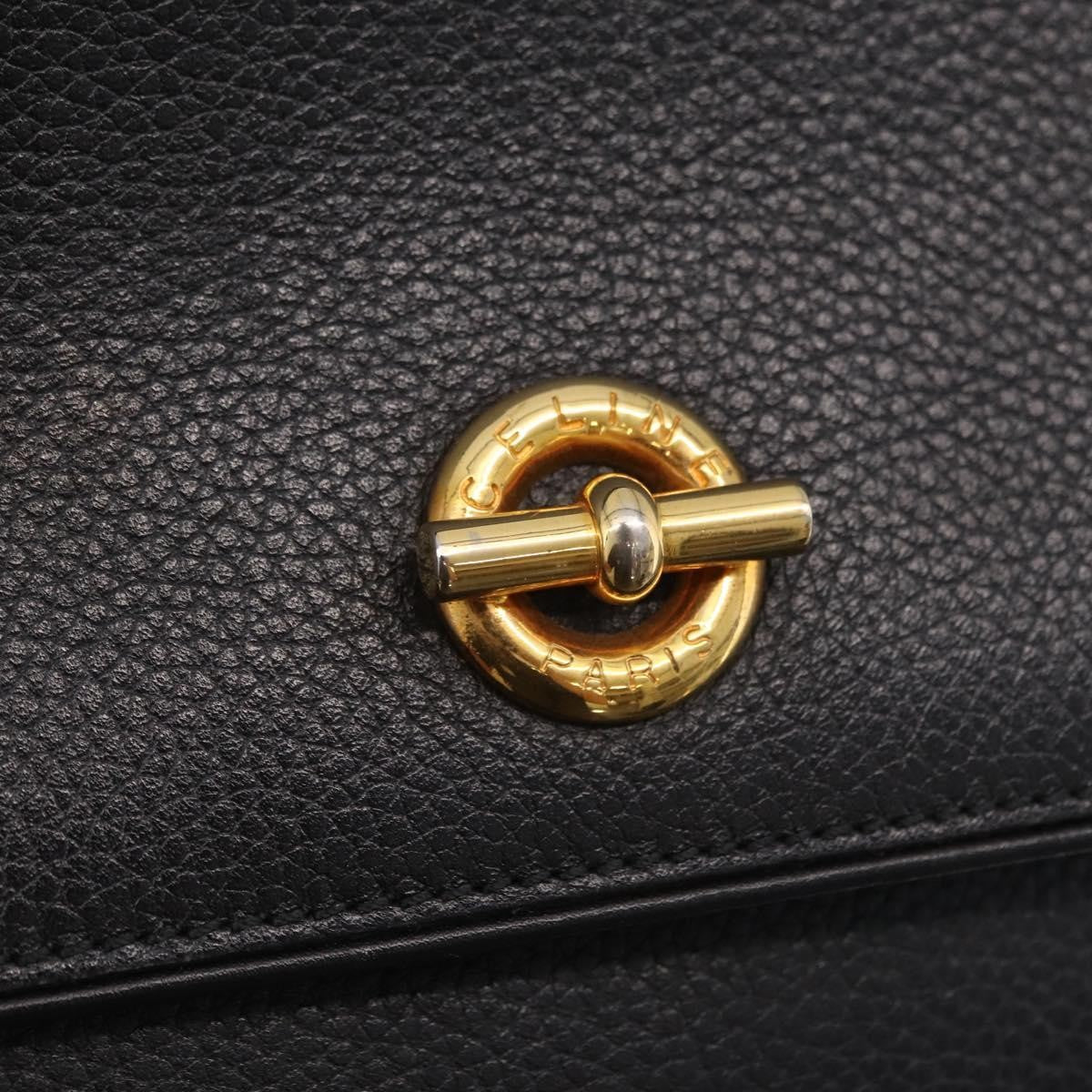 Celine Top Handle Leather Black Leather Handbag (Pre-Owned)