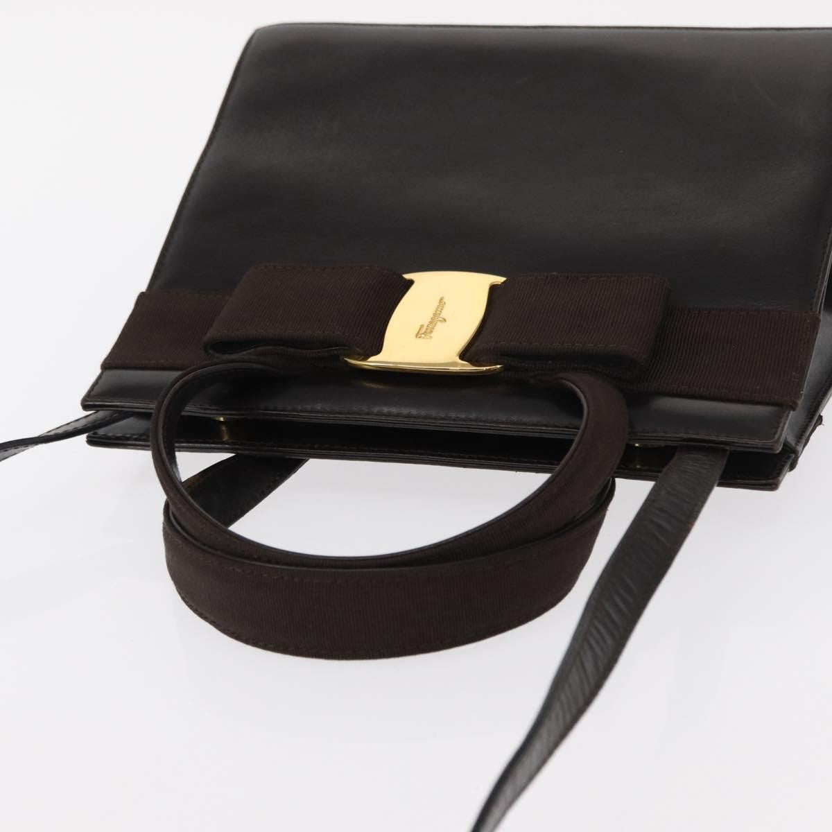 Salvatore Ferragamo Convertible Vara Bow Leather Brown Leather Handbag (Pre-Owned)