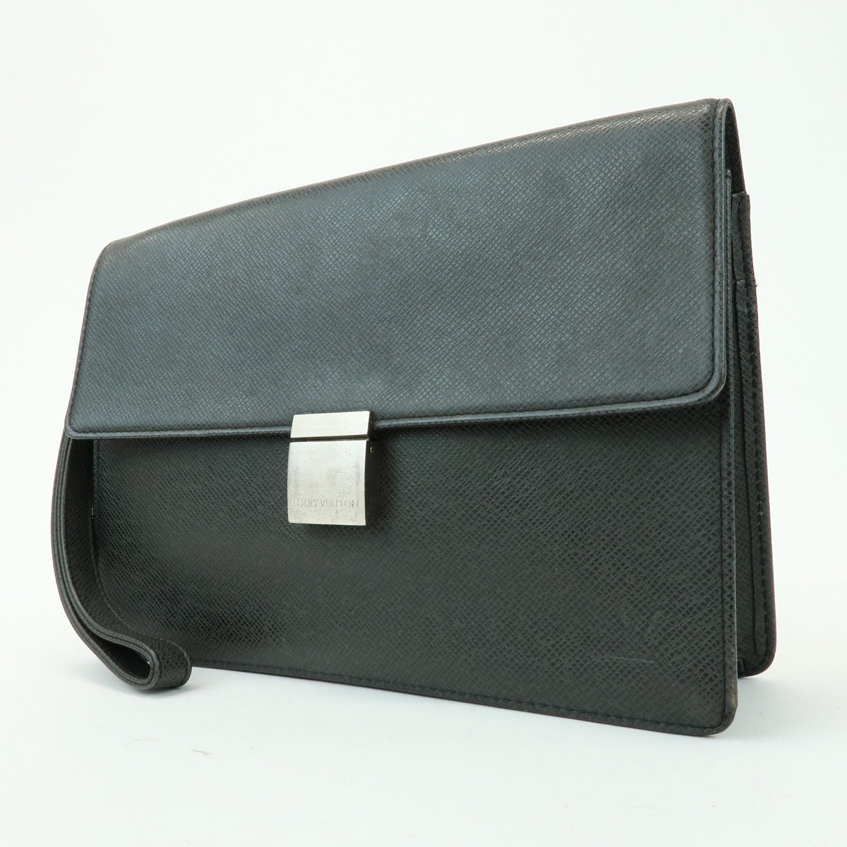 Louis Vuitton Selenga Pochette Taiga Leather Gray Leather Clutche & Pouche Bag (Pre-Owned)