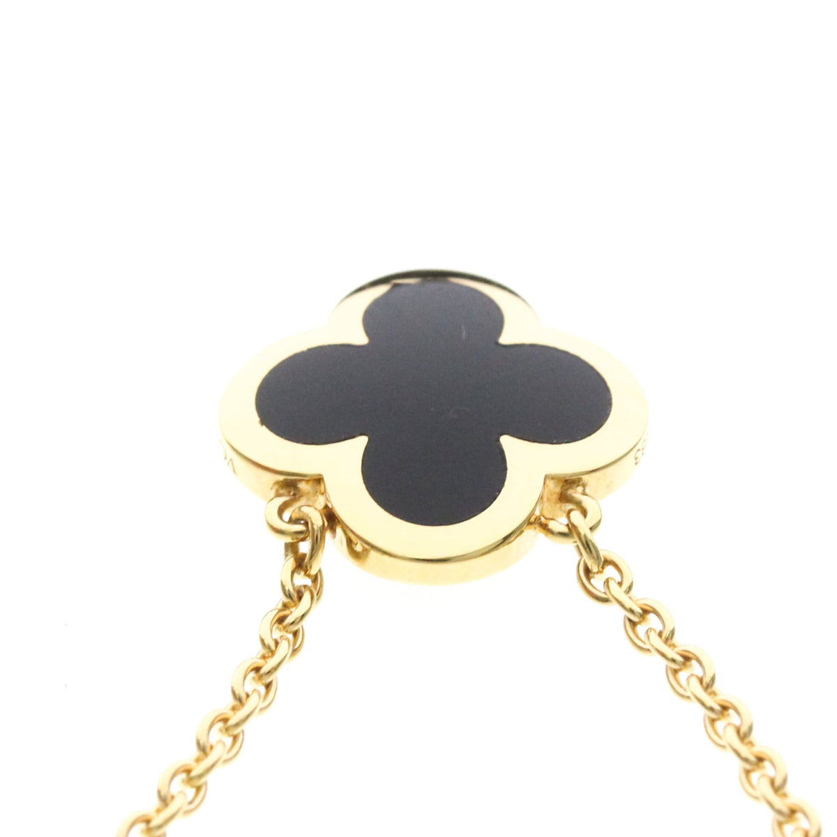 Van Cleef & Arpels Pure Alhambra Pendant 18K Yellow Gold And Onyx Gold Yellow_Gold Necklace Jewelry (Pre-Owned)