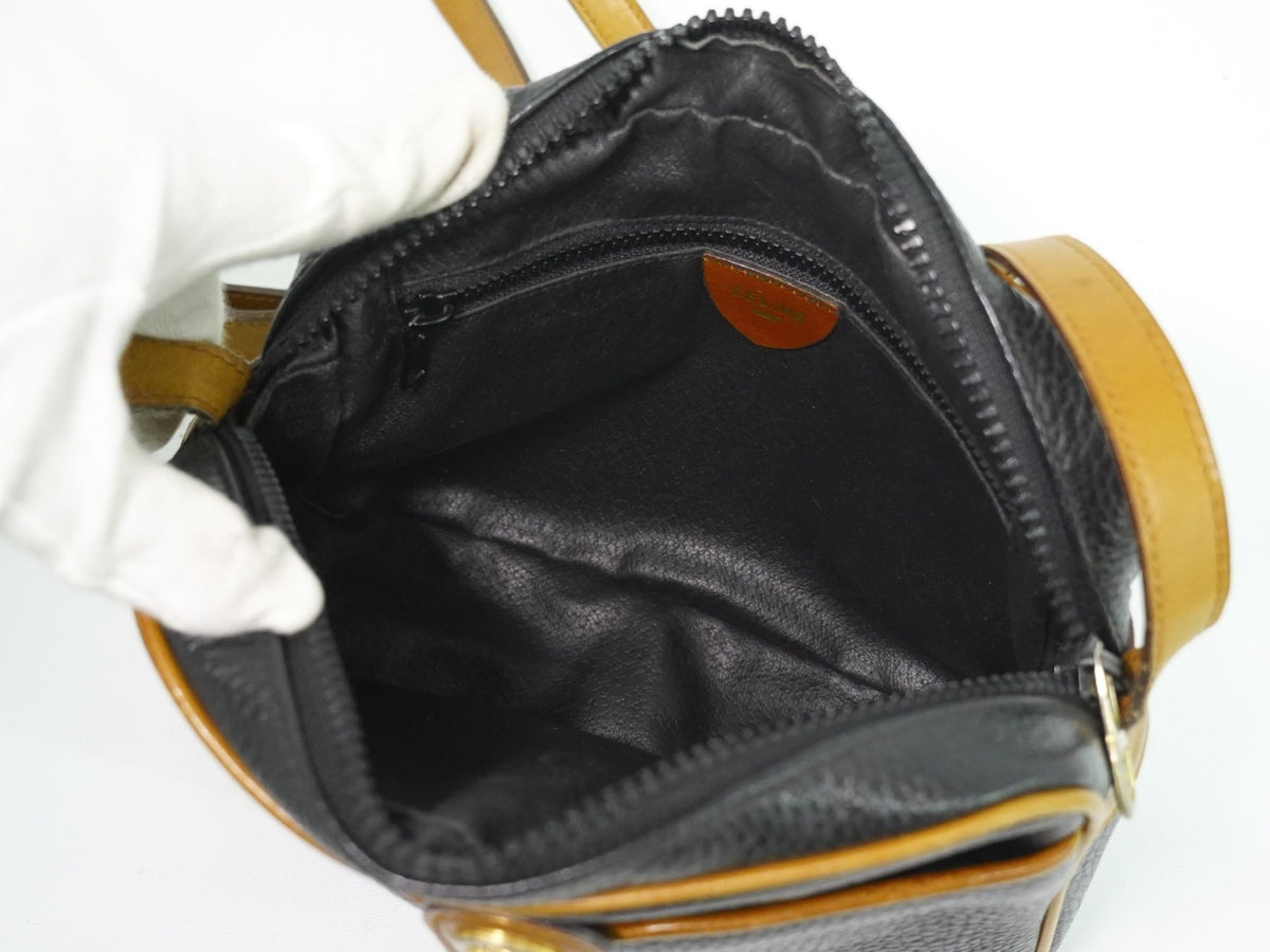 Celine Vintage Leather Black Leather Shoulder Bag Bag (Pre-Owned)