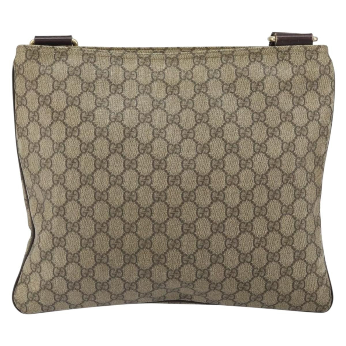Gucci Zip Top Messenger Gg Coated Canvas Beige Pvc Shoulder Bag Bag (Pre-Owned)