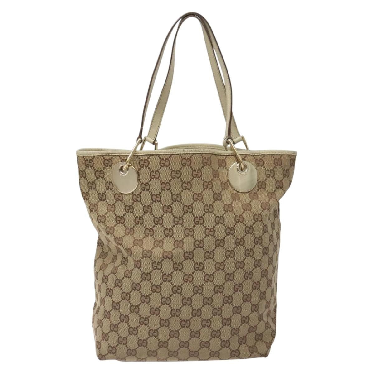 Gucci Gg Canvas Canvas Beige Canvas Tote Bag Bag (Pre-Owned)