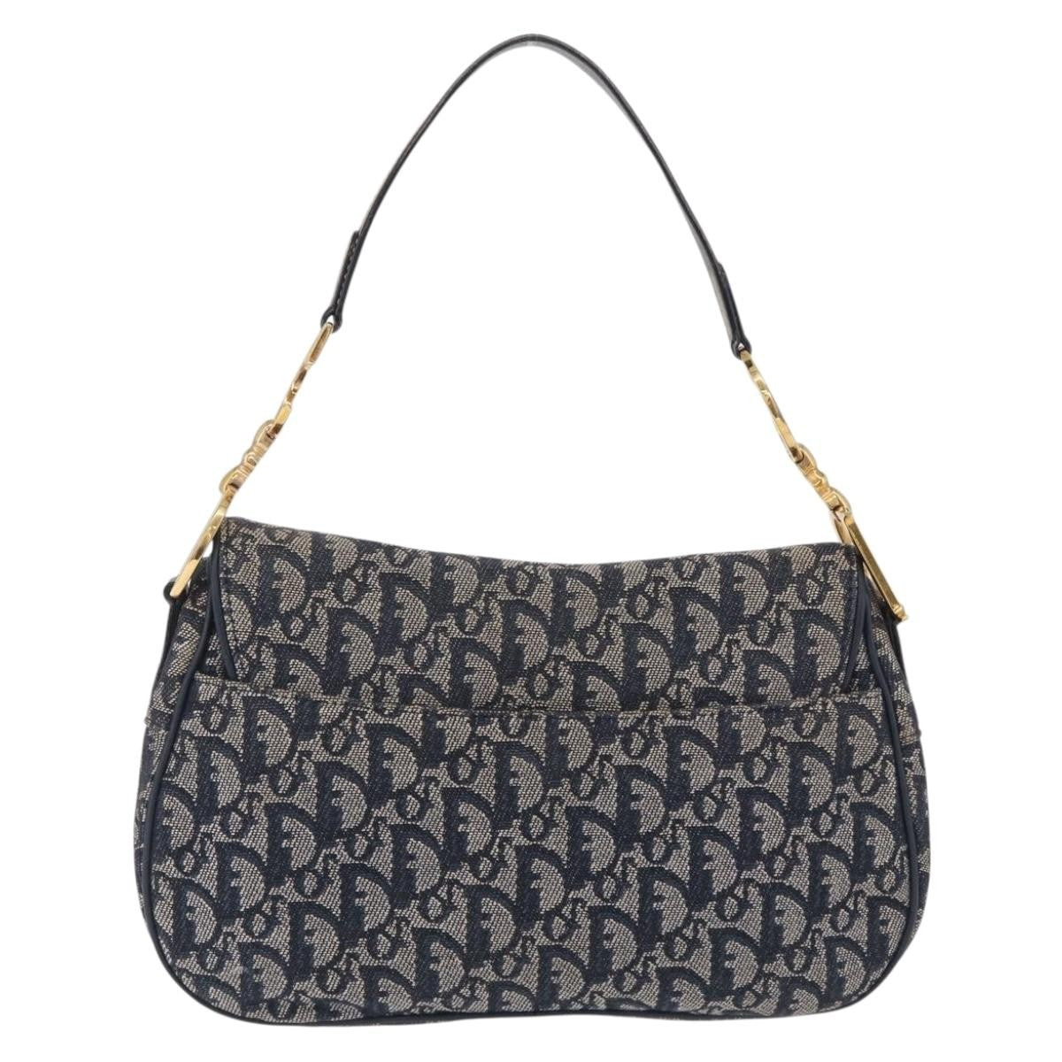 Christian Dior Vintage Double Saddle Diorissimo Canvas Navy Canvas Handbag (Pre-Owned)