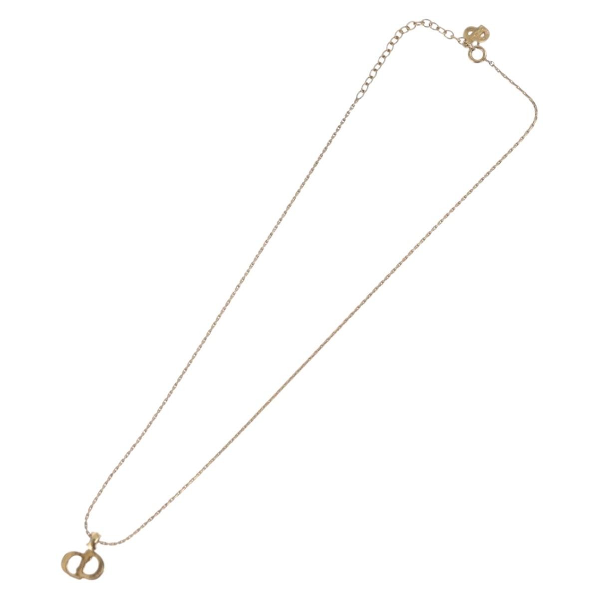 Christian Dior Cd Pendant Metal And Crystals Gold Metal Necklace Jewelry (Pre-Owned)