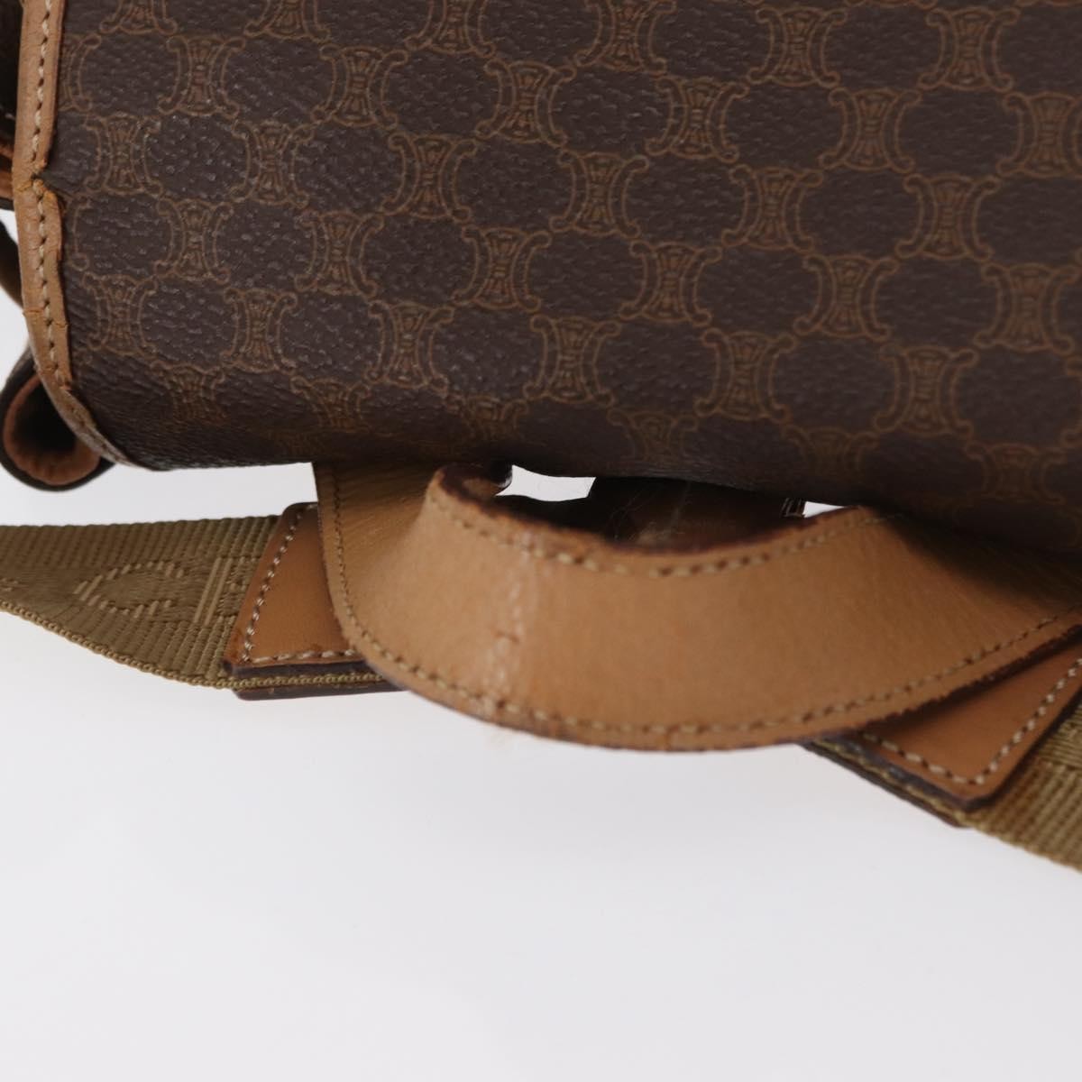Celine Vintage Macadam Canvas And Leather Brown Canvas Backpack Bag (Pre-Owned)