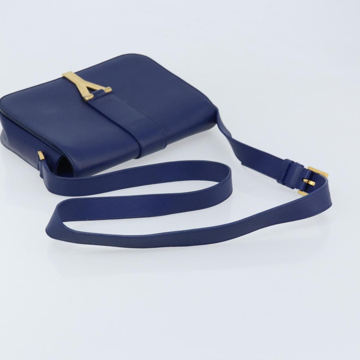Saint Laurent Chyc Flap Leather Blue Leather Shoulder Bag Bag (Pre-Owned)