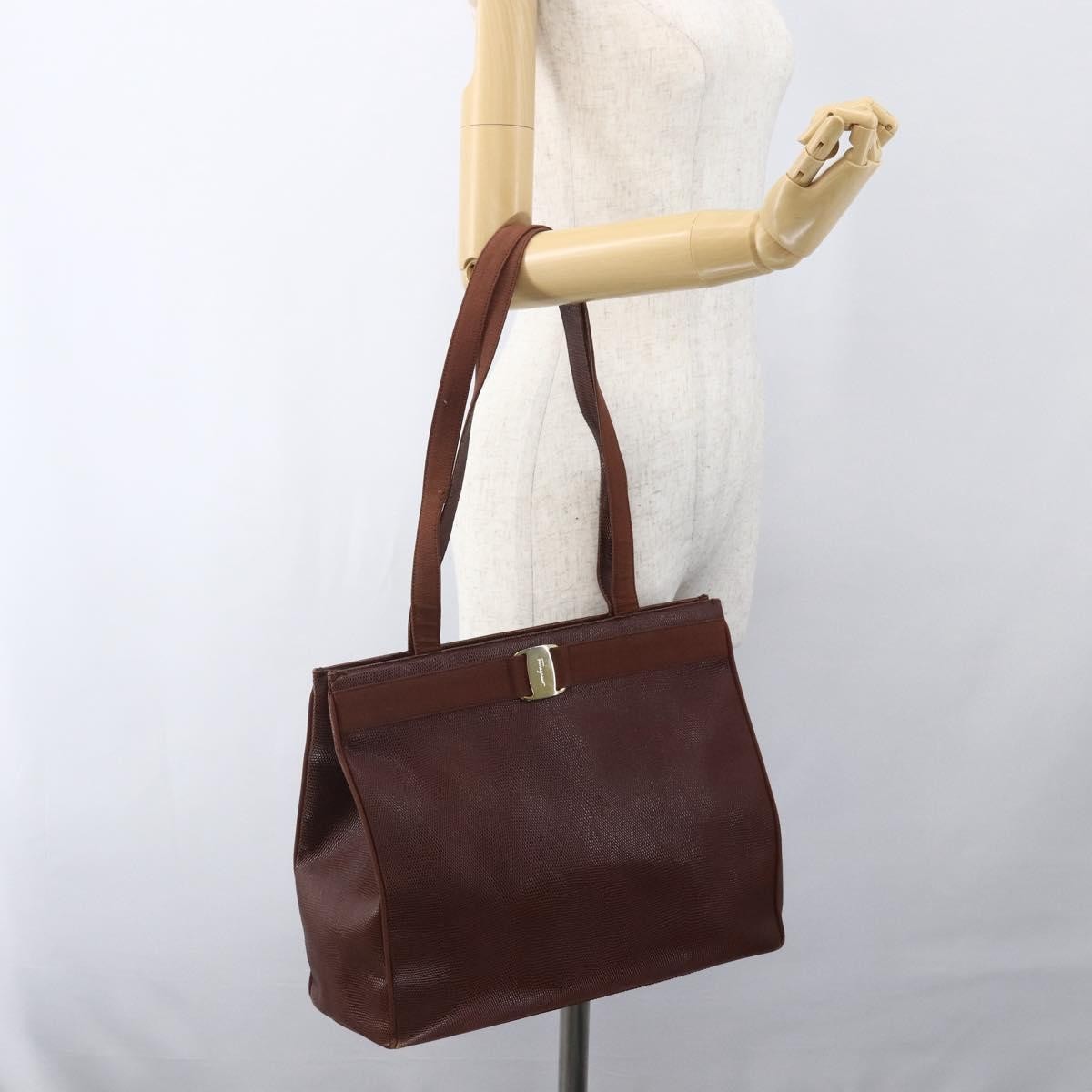 Salvatore Ferragamo Vala Leather Brown Leather Shoulder Bag Bag (Pre-Owned)