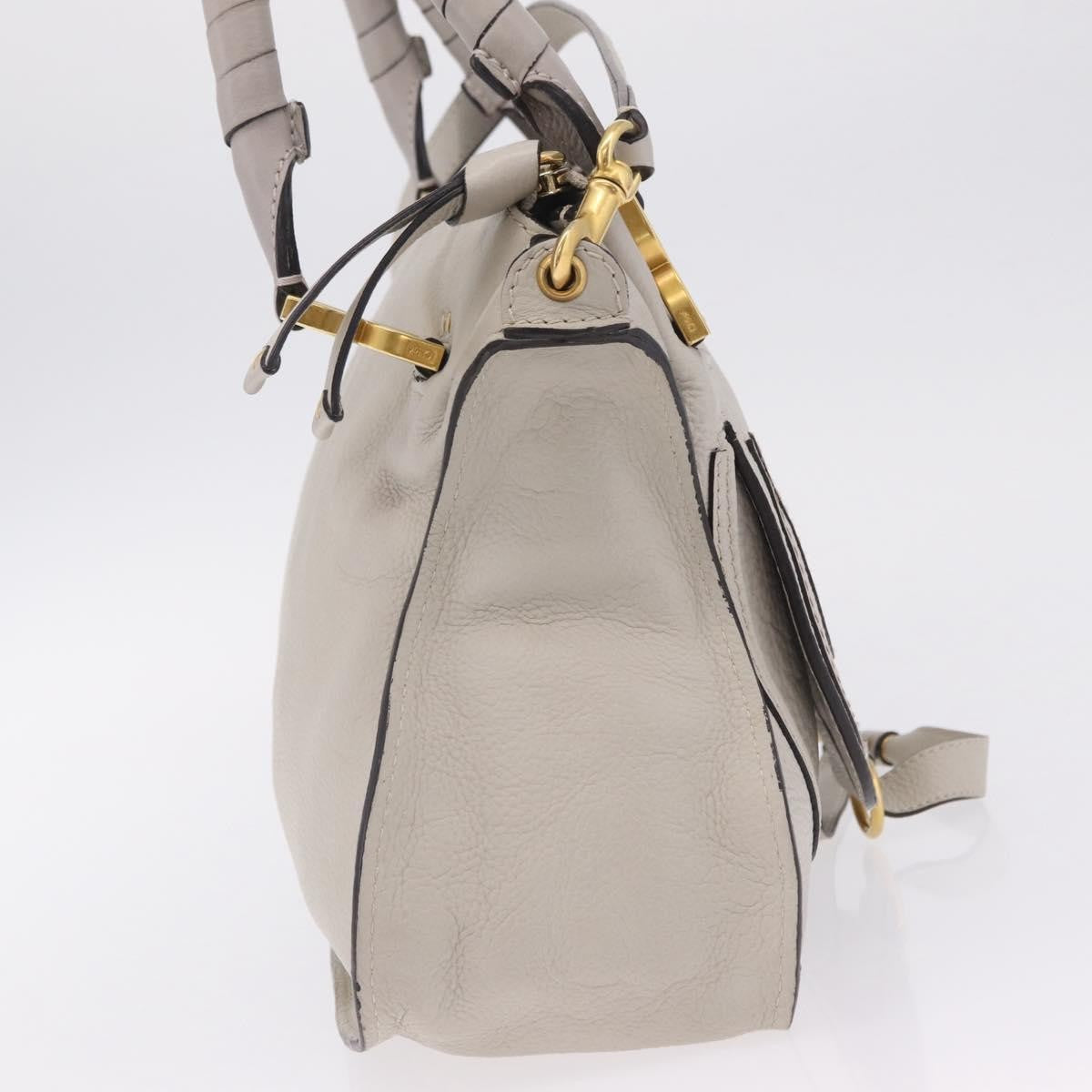 Chloe Marcie Satchel Leather Gray Leather Handbag (Pre-Owned)