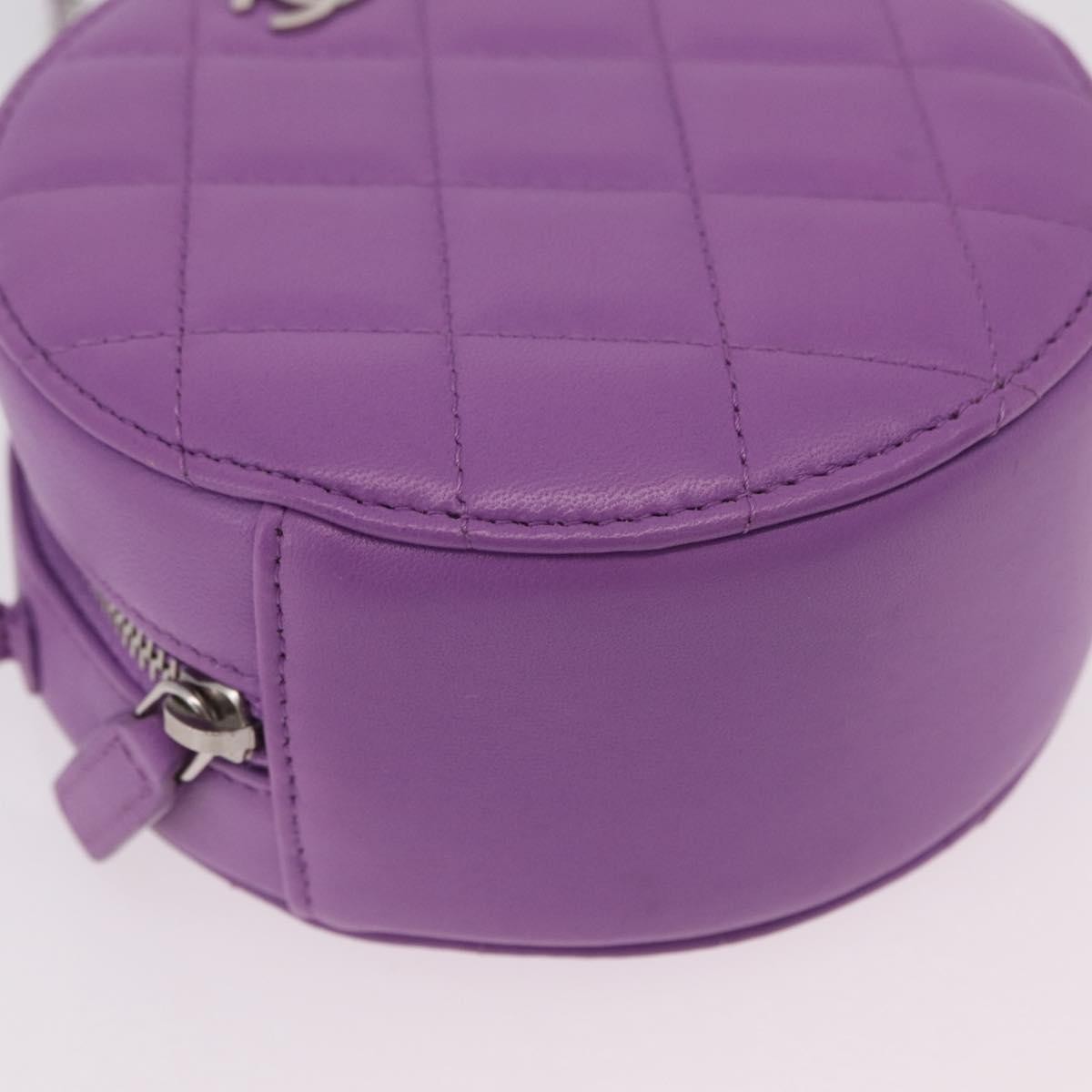 Chanel Round Clutch With Chain Quilted Lambskin Purple Leather Clutche & Pouche Bag (Pre-Owned)