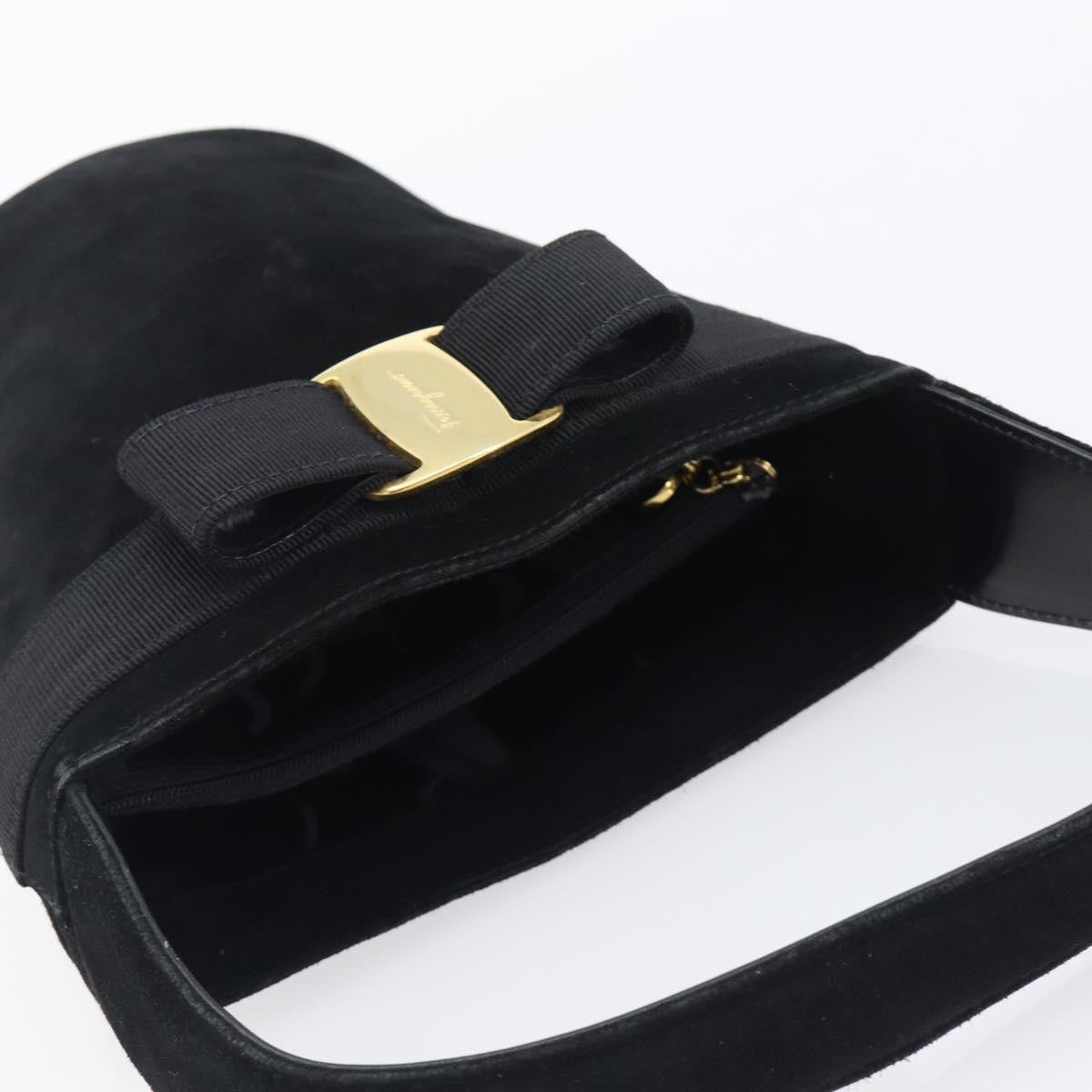 Salvatore Ferragamo Vala Suede Black Suede Shoulder Bag Bag (Pre-Owned)