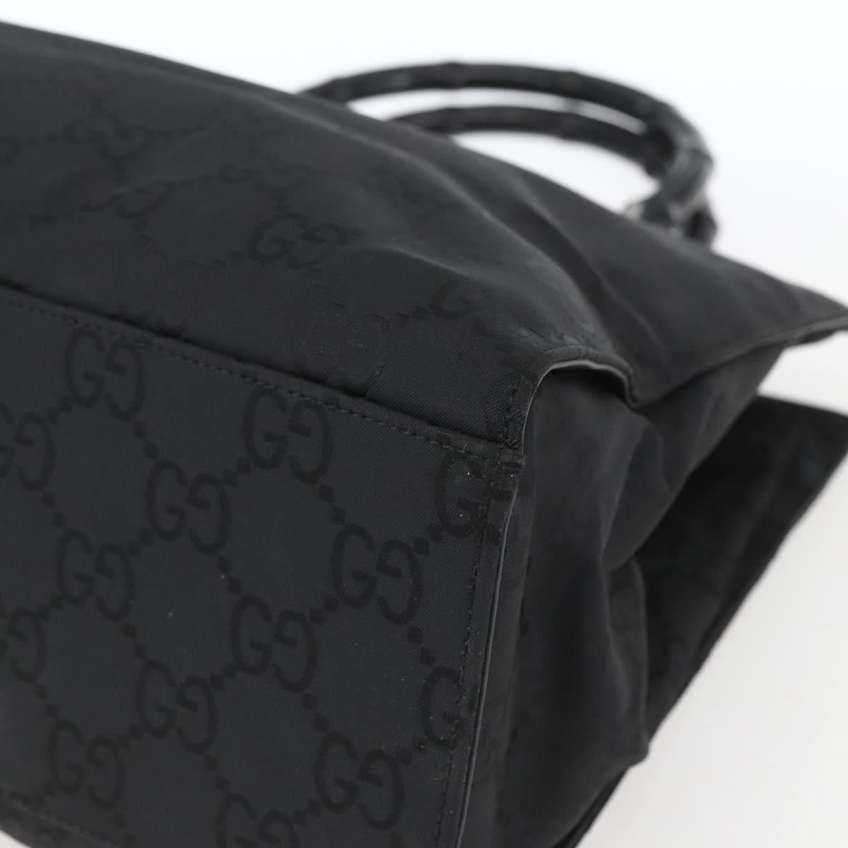 Gucci Vintage Bamboo Handle Tote Gg Nylon Black Nylon Tote Bag Bag (Pre-Owned)