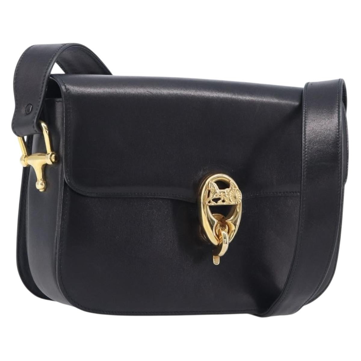 Celine Horse Carriage Leather Black Leather Shoulder Bag Bag (Pre-Owned)