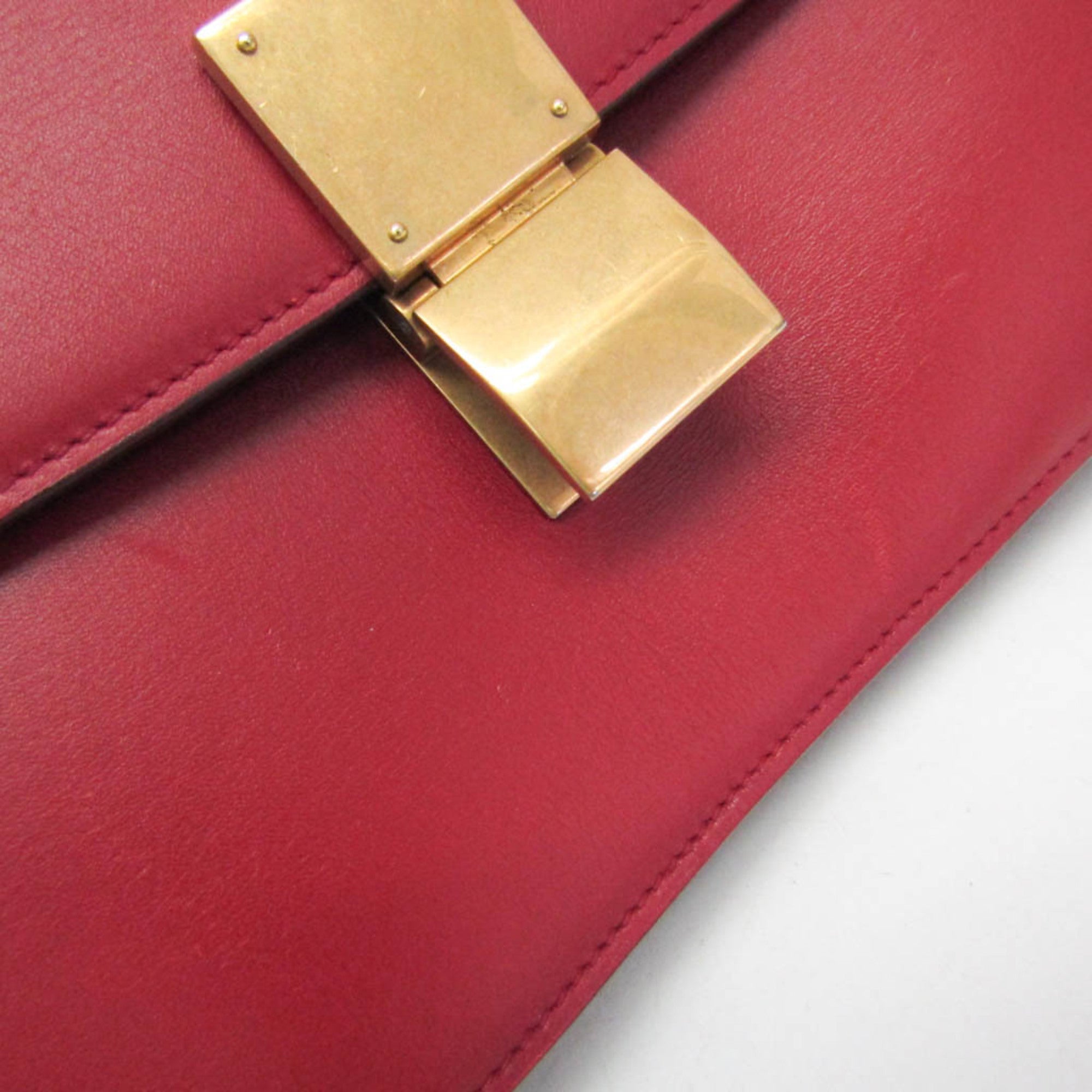 Celine Classic Box Smooth Leather Red Calfskin Handbag (Pre-Owned)