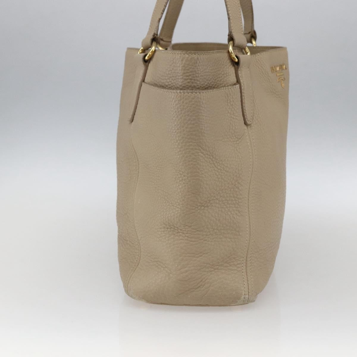 Prada Side Pocket Convertible Vitello Daino Beige Leather Tote Bag Bag (Pre-Owned)