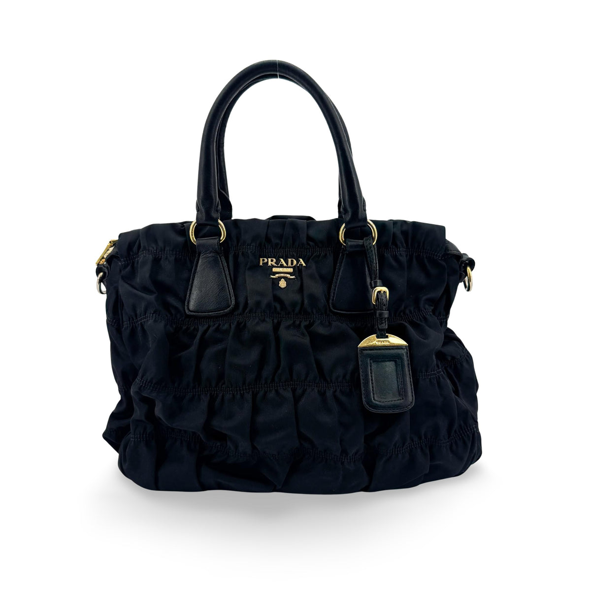 Prada Gaufre Convertible Tessuto Black Nylon Tote Bag Bag (Pre-Owned)